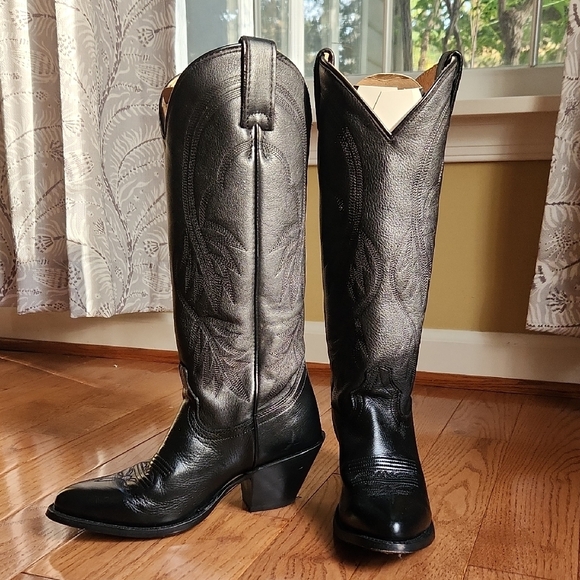 Idyllwind Black Leather Heeled Boots Size 6B - Picture 4 of 8